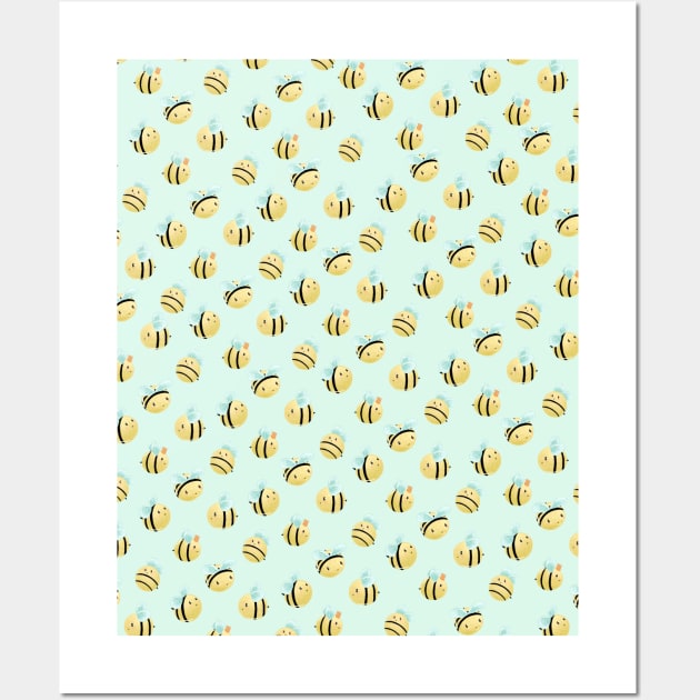 Cute bee pattern Wall Art by Mydrawingsz